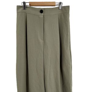 Stage Greenish Khaki High‎ Waisted Pleated Front Single Button Pants Womens OS